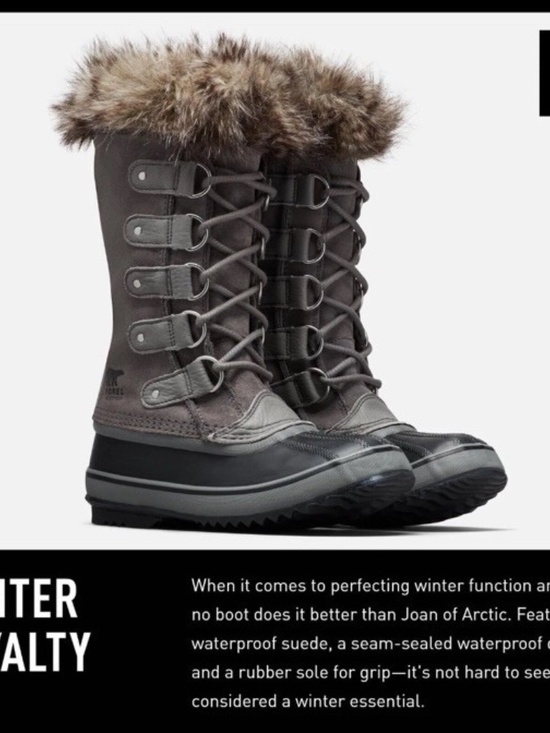 Sorel Shoes - New Sorel Women's Joan of Arctic Boot Waterproof Quarry Grey Lace Up Suede Boots